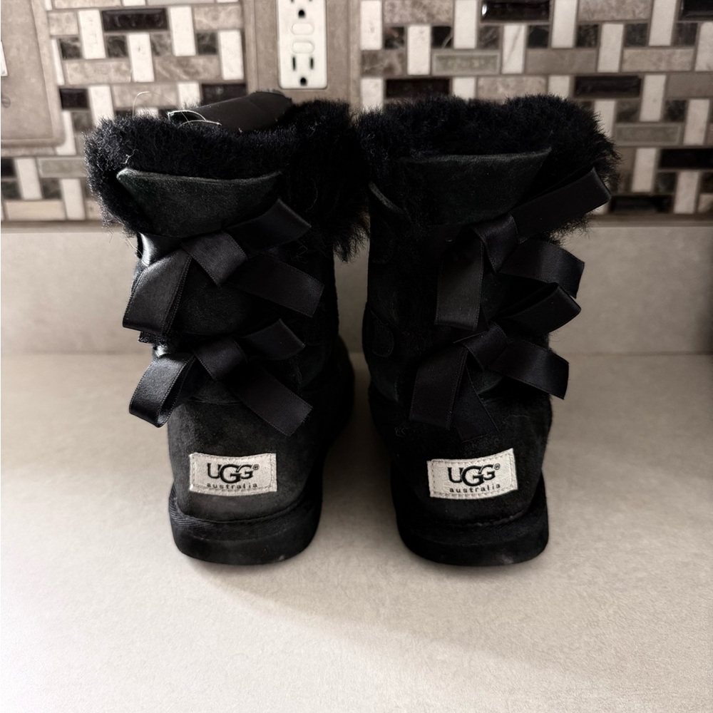 UGG Black Bailey Bow Sheepskin 2 Bow Boots